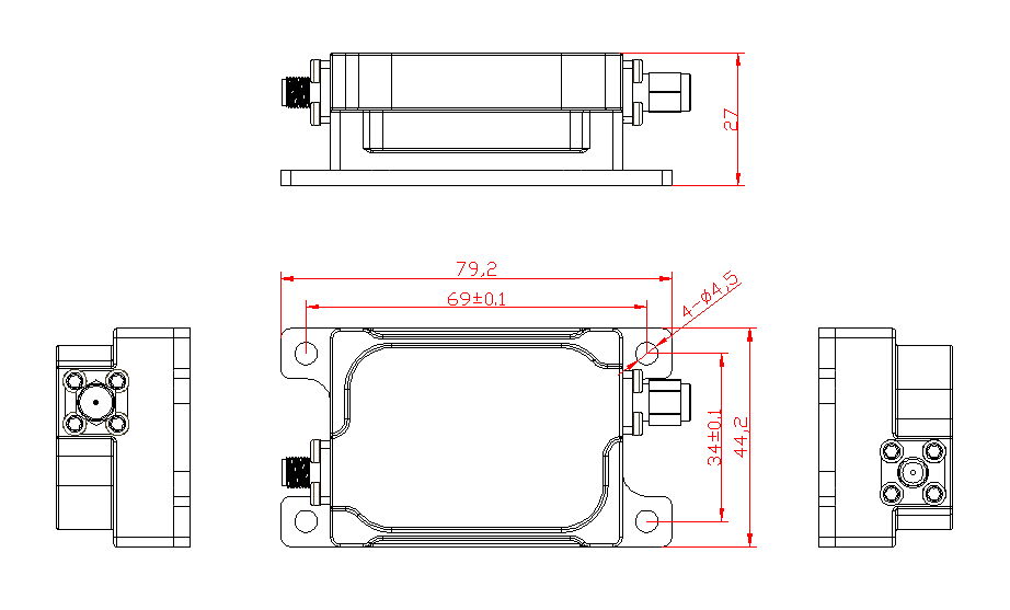 Outline drawing with dimensions